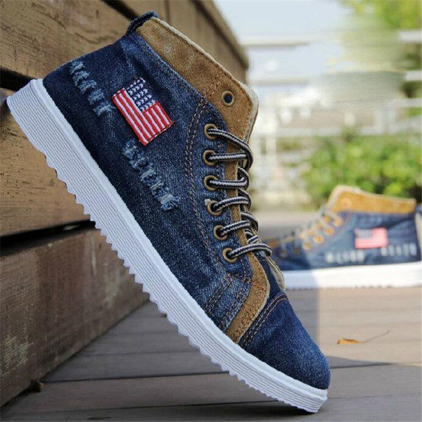 2019 High Quality Men Flats Shoes Breathable Fashion Men Casual Denim canvas shoes Zapatos Hombre Mens Flats X153