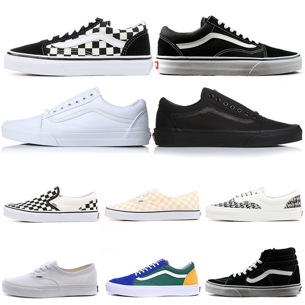 Vans Old Skool Authentic Designer Mens Womens Canvas Sneakers Triple Black White YACHT CLUB Fear of God Era 95 Skate Casual Shoes 36-44