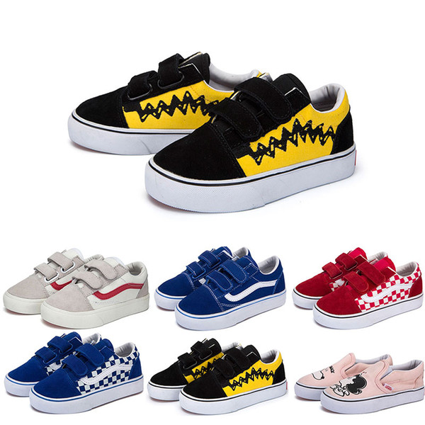 Designer Original Vans old skool sk8 hi kids shoes boy girl baby shoes canvas sneakers Strawberry fashion skate casual shoes size 22-35