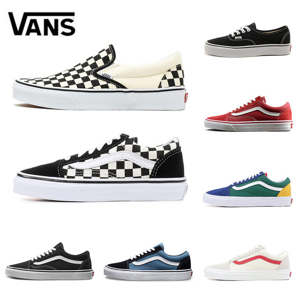 Vans old skool slip on top quality men women Canvas sneakers classic black fear of god CHECKERBOARD PRIMAR mens fashion skateboard shoe