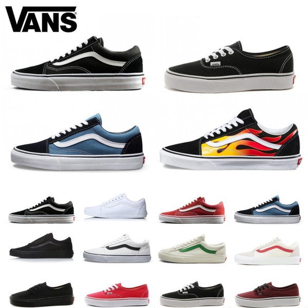 Original Vans Old Skool canvas sneakers fear of god classic black white red YACHT CLUB blue for men women Skateboard shoes