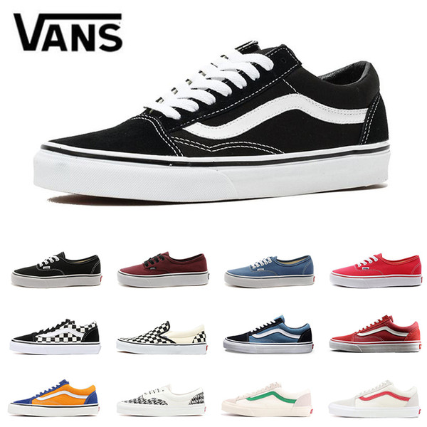 Original Vans old skool Canvas sneakers for men women slip on CHECKERBOARD classic black YACHT CLUB FEAR OF GOD fashion skateboard shoes