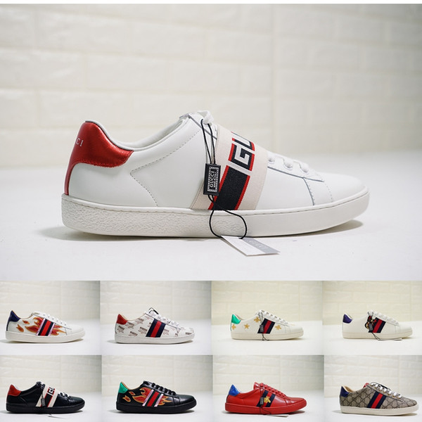 New Designer shoes ACE Sneakers Luxury embroidered white tiger bee Brand shoes Genuine Leather Mens Sneaker Women Casual Shoes Size 35