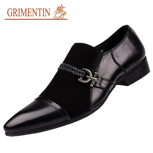 GRIMENTIN Hot sale lmens shoes genuine suede leather black business wedding mens dress shoes Italian fashion designer male shoes size:38-44