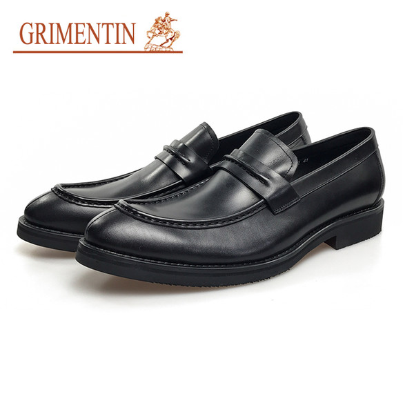 GRIMENTIN brand genuine leather men business shoes 2017 black slip on male shoes casual shoes size:38-44 s6