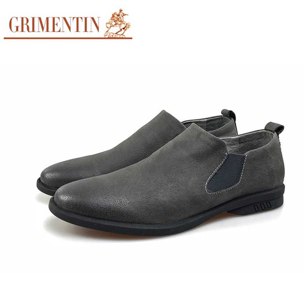 GRIMENTIN Hot sale brand men loafers fashion mens dress shoes nubuck leather comfortable soft slip on business office casual male shoes CG