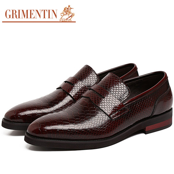 GRIMENTIN Brand Italian genuine leather Men Dress Shoes Casual Slip On party fashion desiger male shoes Men