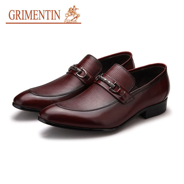 GRIMENTIN Hot Sale Slip-On Mens loafers Italian Fashion Mens Dress Shoes 100% Genuine Leather Formal Business Office Wedding Mens Shoes New