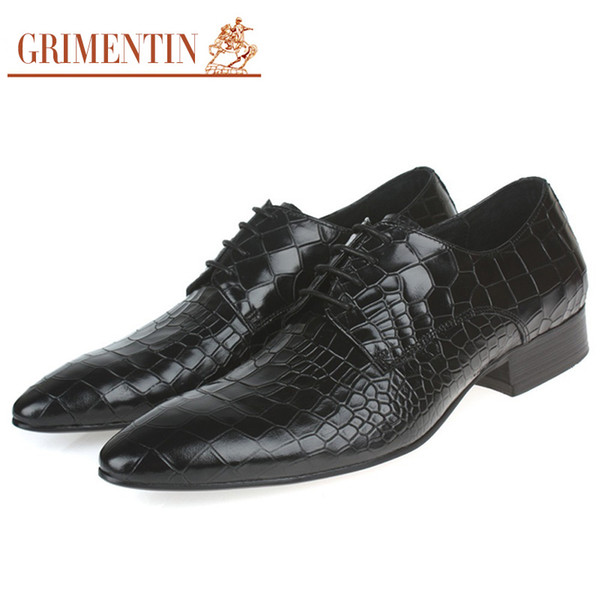 GRIMENTIN Hot sale Fashion genuine leather oxford mens dress shoes sales blue male shoes men for business size:38-44 OX105