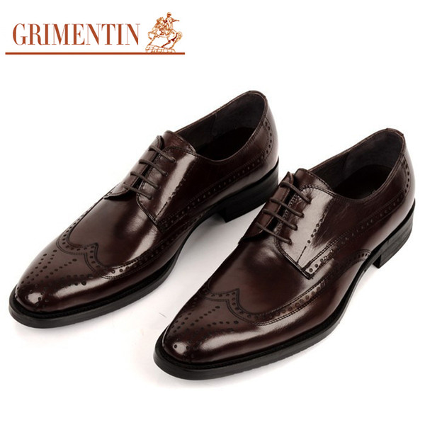 GRIMENTIN Hot sale fashion British style oxford male shoes for men genuine leather black brown shoes for man shoes business size:38-44 SH160