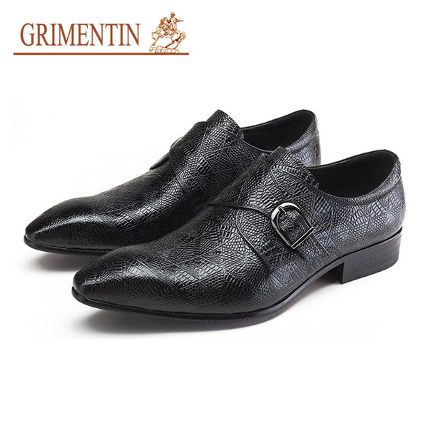 GRIMENTIN Hot sale Italian fashion mens dress shoes brand designer black brown mens shoes genuine leather formal business male wedding sho