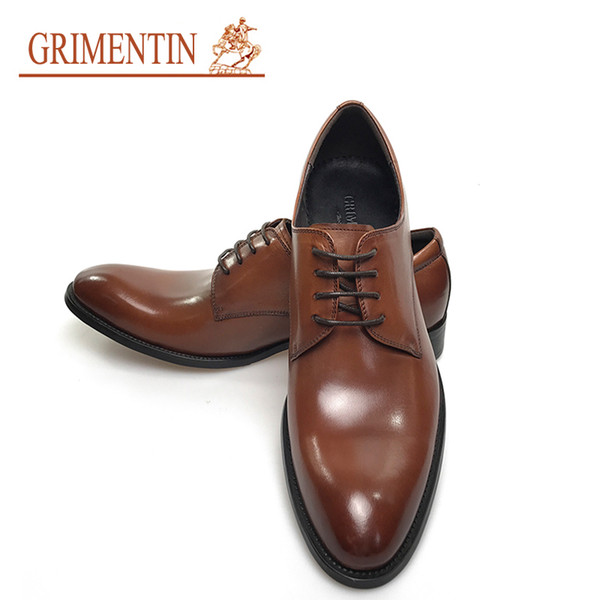 GRIMENTIN Brand men shoes vintage classic mens formal shoes genuine leather brown black Italian men business shoes size:38-44 2z335