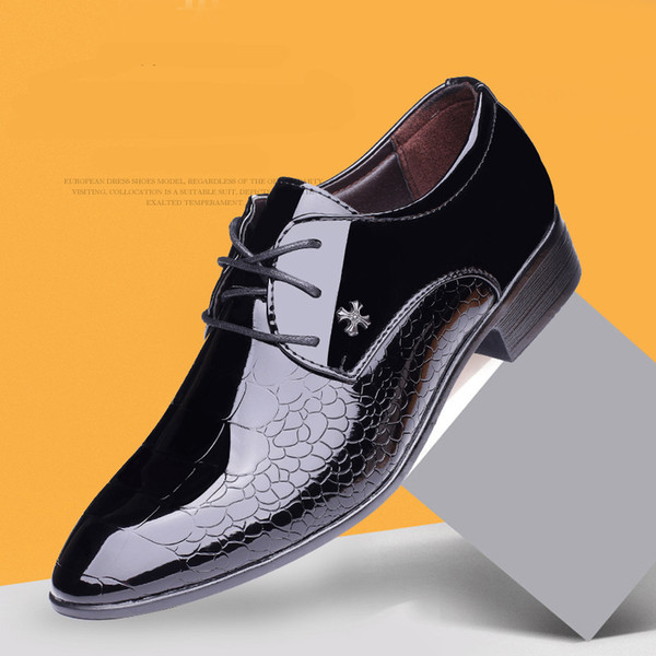 Designer Luxury Brand Oxfords Shoes For Men Dress Shoes Patent Leather Croco Office Dress Shoes Zapatos Hombre sapato masculino