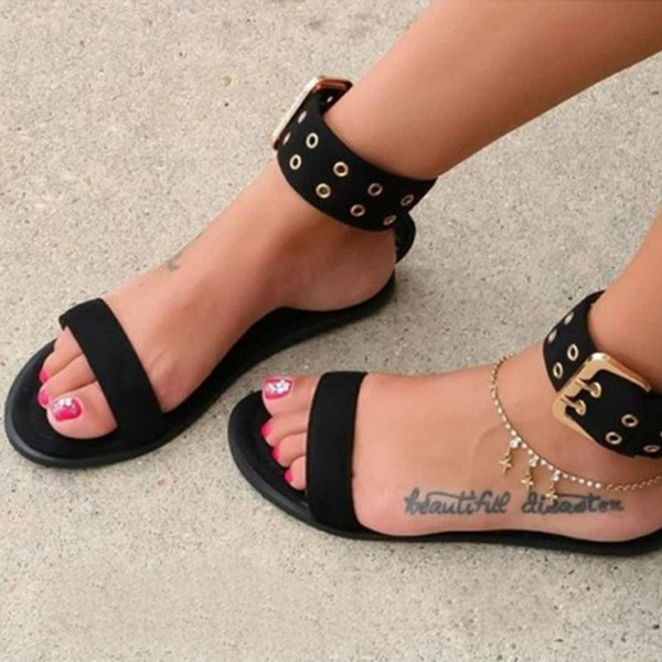 HEFLASHOR Jelly Shoes Women Flats Open Toe 2020 Torridity New Sandals Ladies Buckle Strap Beach Sandals Shoes