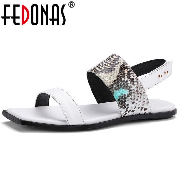 FEDONAS 2019 New Fashion Square Toe Square Heeled Casual Shoes High Quality Soft Leather Basic Shoes Summer Rome Woman