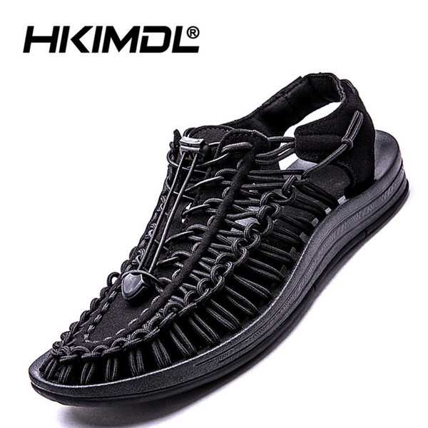 HKIMDL 2019 New Casual Shoes Breathable Male Mesh Shoes Classic Tenis Masculino Zapatos Hombre Sapatos Hand-Knit Sandals