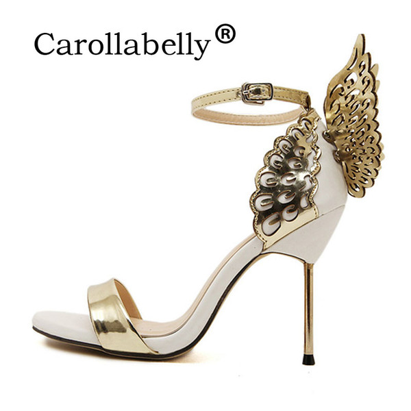 Carollabelly 2017 Sweet High Heels Butterfly Heel Women Pumps Women Sandals Sexy Wedding Party Shoes Big Size Shoes 10cm Heel