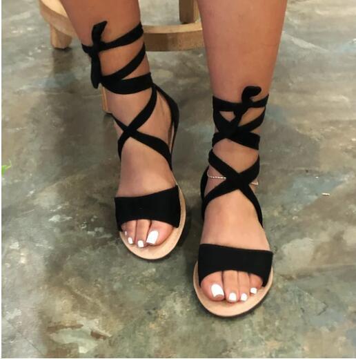 Summer New Women Rome Cross-strap Sandals Female Fashion Lace-Up Shoes Flats Sandals Ladies Casual Holiday