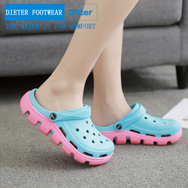 DITTER2017 anti slippery student sandals, ladies' cave shoes, thick bottom, comfortable beach shoes, couple slippers, casual garden shoes.