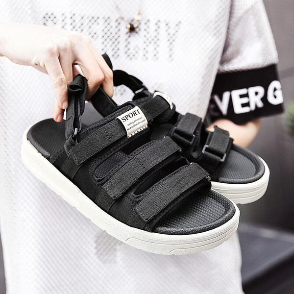 Men sandals Summer Ventilation Exposed toes Casual shoes Beach slippers Sports style Rubber sole Flat bottomed shoes canvas Ankle Strap 1811