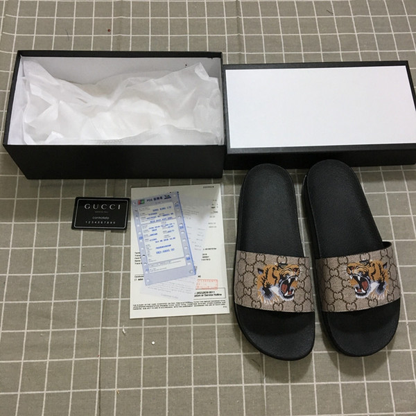 Selling 35-46 High Quality Tiger-print Brand Designer Sandals Cutting-edge Fashion Designer Flip Flops Men's and Women's Slippers