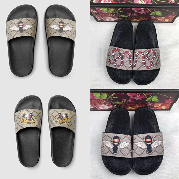 new fashion Men Women designer slides Shoes Summer Wide Flat Slippery Sandals Slipper Flip Flop SIZE 35-45