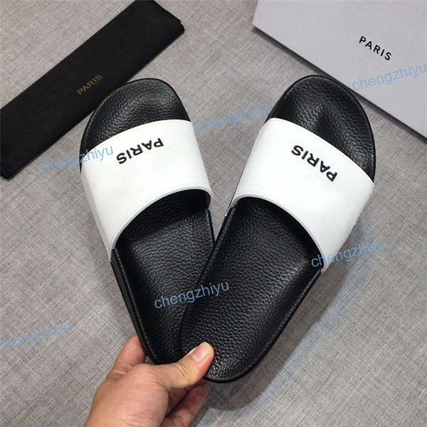 2019 High Quality Luxury Designer Mens Womens Summer Rubber Sandals Beach Slide Fashion Scuffs Slippers Indoor Shoes Size 36-46 With Box