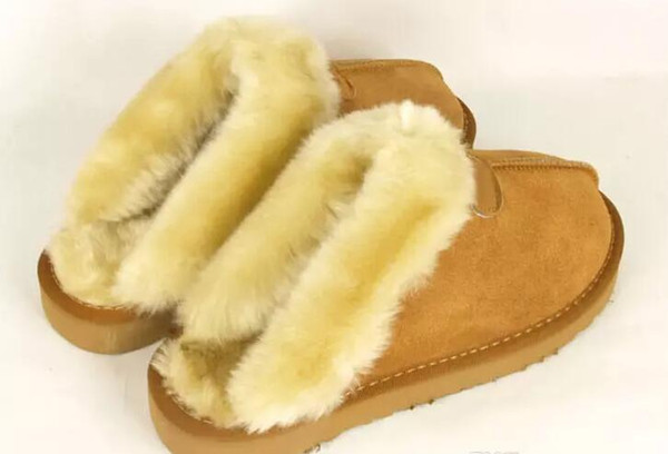 Men Slippers Warm Cow-Suede Slippers Men Womens Slipper Womens Boots Snow Boots Brand Designer Indoor Cotton Slippers Leather Slipper