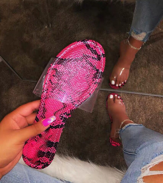 2019 summer designer explosion models comfortable flat bottom luxury snake pattern slippers sandals women