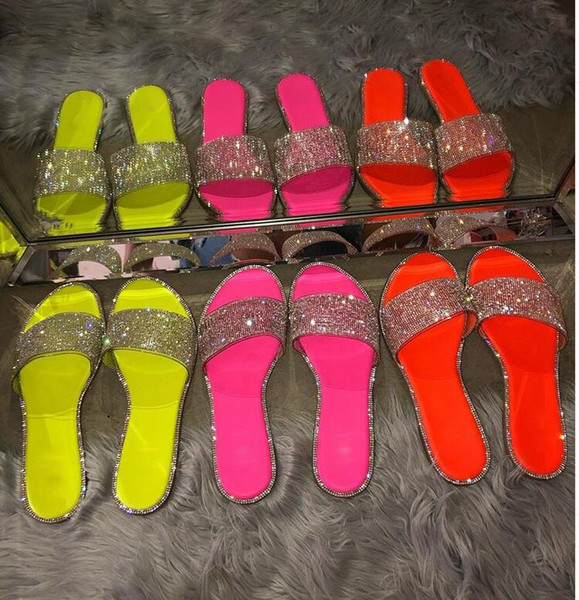 2020 Bling Woman Summer Rhinestone Slippers Beautiful Sandals Open Toe Outdoor Casual Sexy Slippers Elegant Sandals