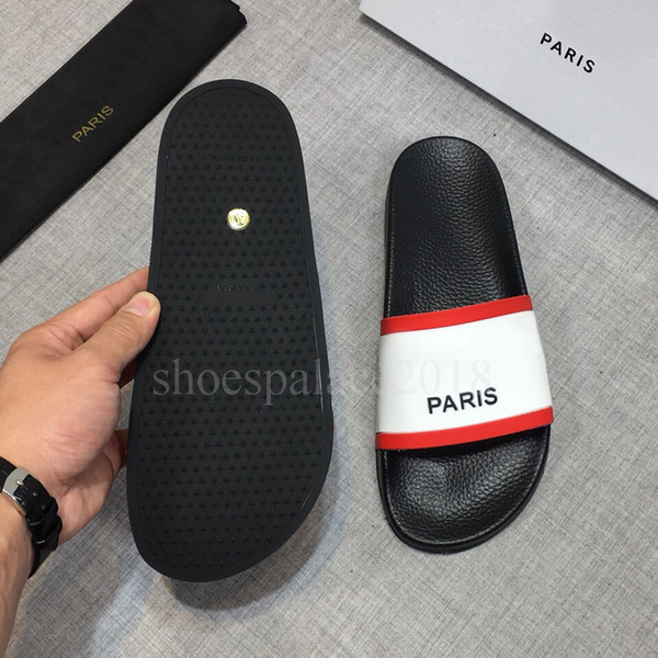 White Black Paris Luxury Designer Mens Womens Summer Sandals Beach Slide Slippers Ladies Flip Flops Loafers Print Leather Shoes Pantoufles