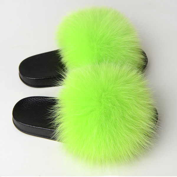 Women Fur Fluffy Flat Home Slippers Plush Furry Candy Color Slides Ladies Flip Flops Female Fashion Casual Shoes Plus Size