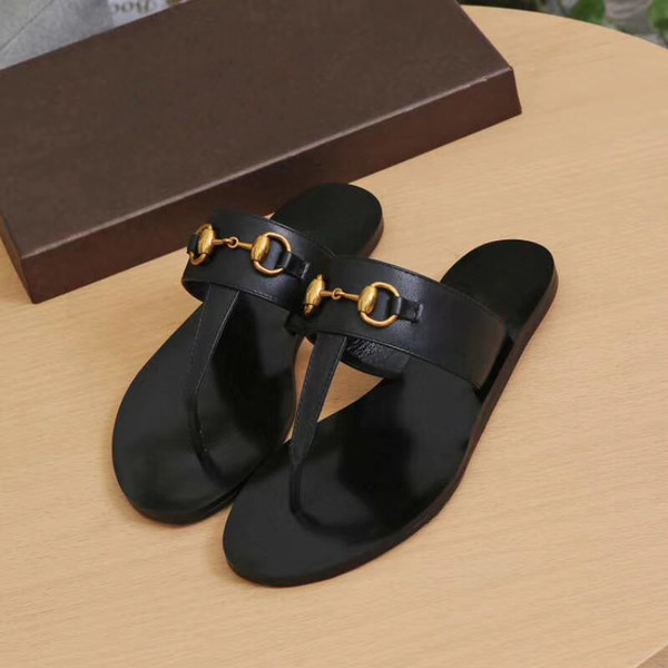 Designer Summer Brand women Flip flops Slipper Luxury Fashion Genuine Leather slides sandals Metal Chain Ladies Casual shoes SZ 36-42 n07