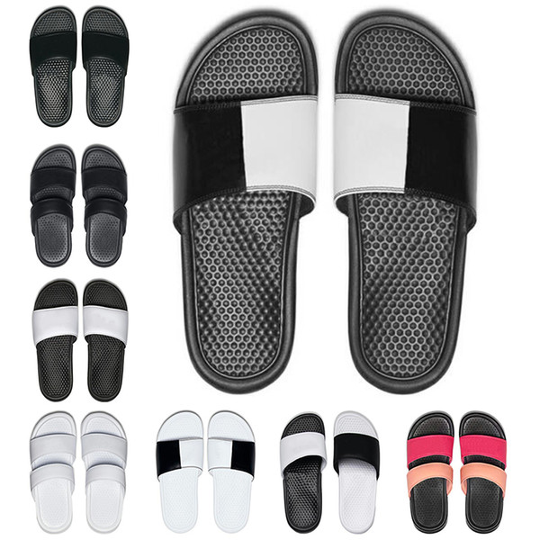 Men Women designer slippers BENASSI summer huaraches slippers black white loafers fashion flats leather luxury slides size 36- 45