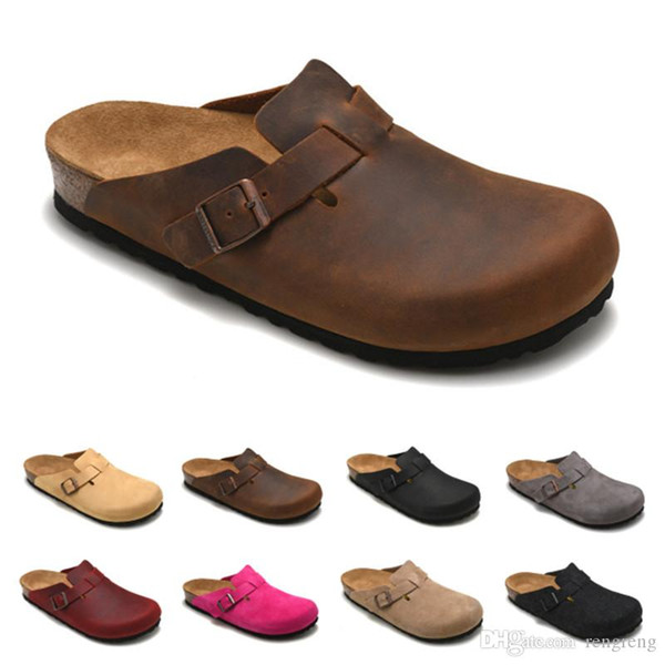 Boston Mayari Arizona Gizeh leather bag head pull cork slippers female male summer anti-skid slippers lazy shoes lovers beach shoes Scuffs