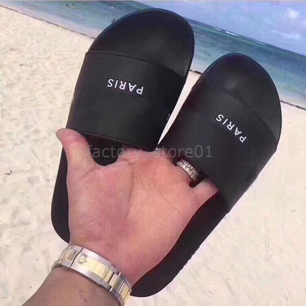 Paris Luxury Designer Mens Womens Summer Sandals Beach Slide Luxury Slippers Ladies Casual Shoes Print Leather Solid color 36-46 With Box