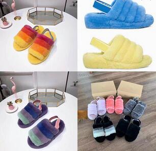 2019 women Furry Slippers Australia Fluff Yeah Slide designercasual shoes boots Fashion Luxury Designer Women Sandals Fur Slippers gpz181003