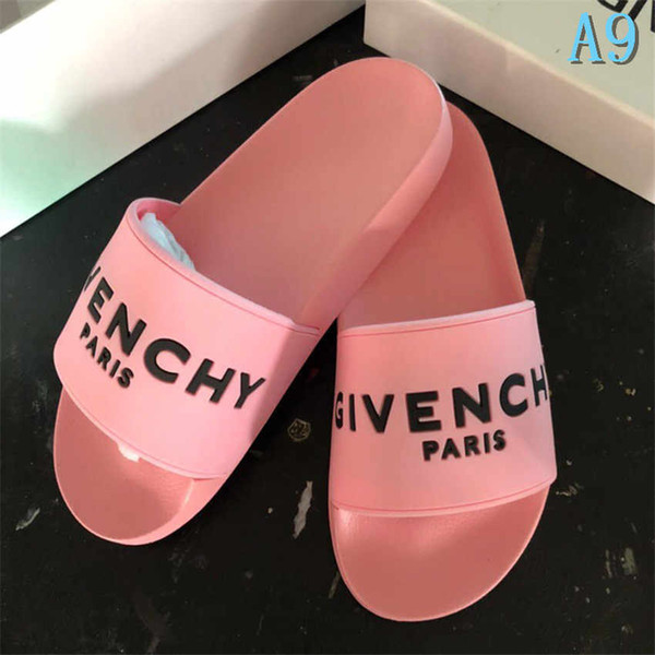 High Quality Brand Fashion Men and Women Summer Pink White Rubber Slippers Beach Slide Fashion Scuffs Sandals Indoor Shoes Size 36-45A9