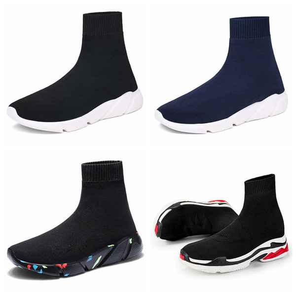 2019 Designer Shoes Men Women Speed Trainer Fashion Boots Sock Shoes Black Mens Casual Shoes Trainers Sneakers