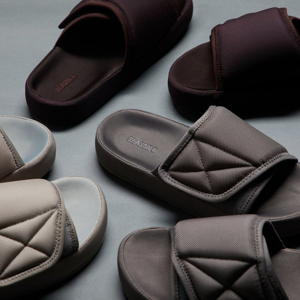 2019 Summer Top Quality Kanye Season 6 Slides Men Women Fashion Season 6 Grey Flatform Slippers Embroidery Outdoor