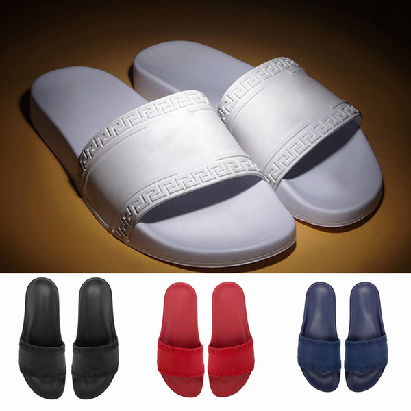 2019 New Luxury Slippers Best Quality Fashion White Black Red Striped Sandals Causal Non-slip Summer Mens Women Causal Slipper