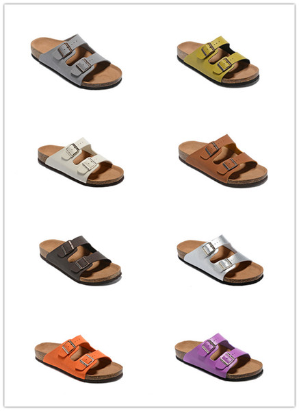 High Quality Brand Arizona Birk Genuine Leather slippers For Men Women Wholesale flats Cork sandals with buckle casual summer beach slippers