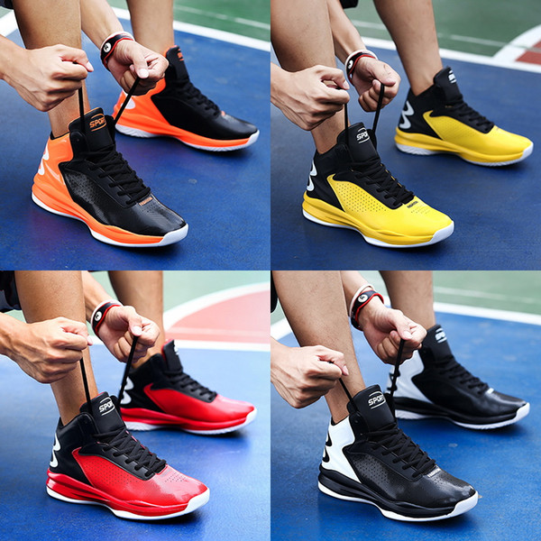 New Sports leisure basketball Running Shoes Outdoor Run Shoes Breathable Leisure Black Yellow Red Trainers #F7