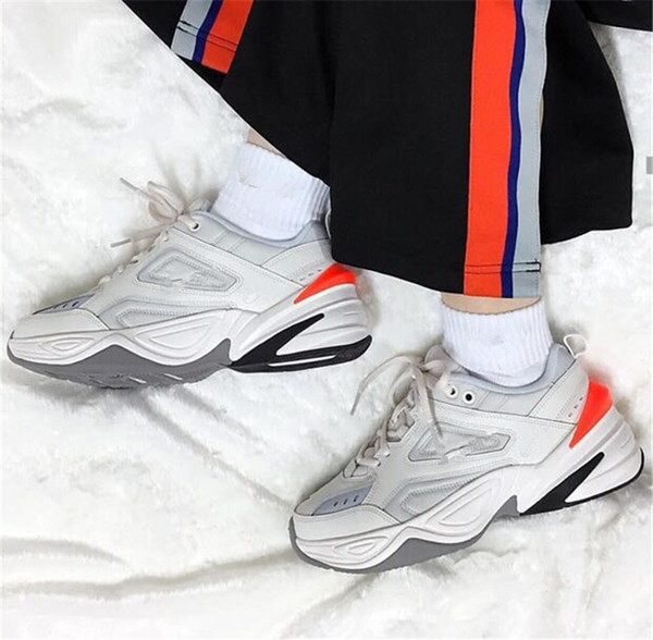 2018 New M2K Tekno Air Monarch Women Mens Designer Running shoes Designer Pink Foam Phantom Oil-Metallic Silver Hyper Crimson Sneakers 36-46