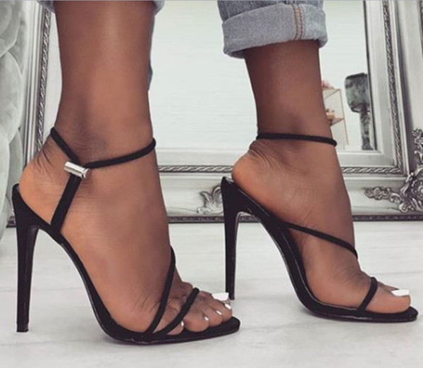 2019 new sandals Ankle strap cross-female sandals with a strap with high heels Sandals without back fashion shoe .LX-085