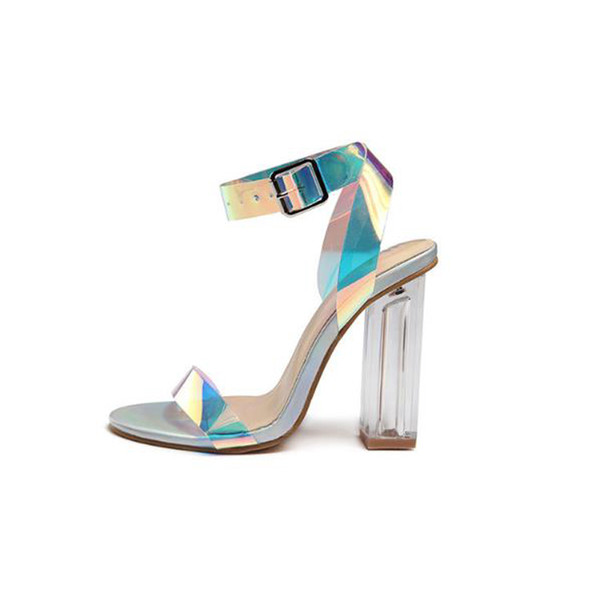 2019 summer women's new high-heeled sandals One-strap buckle high heel sandals Colorful surface fashion wild sandals TY-21