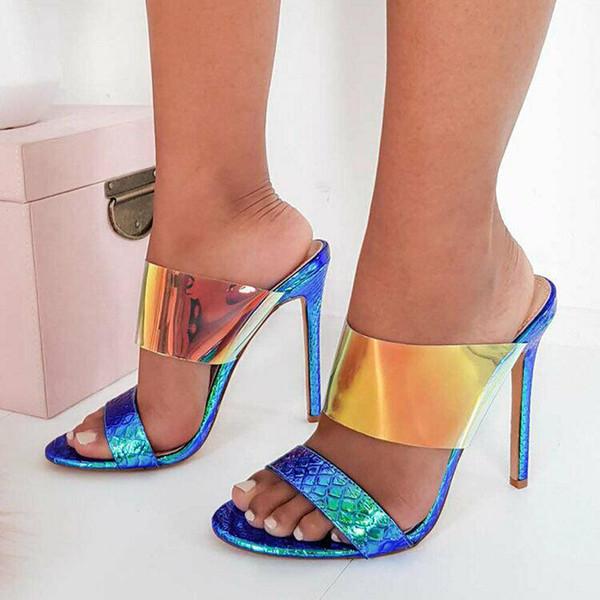 Transparent color sandals and sexy slippers gradient color fashion women's shoes naughty sandals from transparent PVC with open toe. LX-090