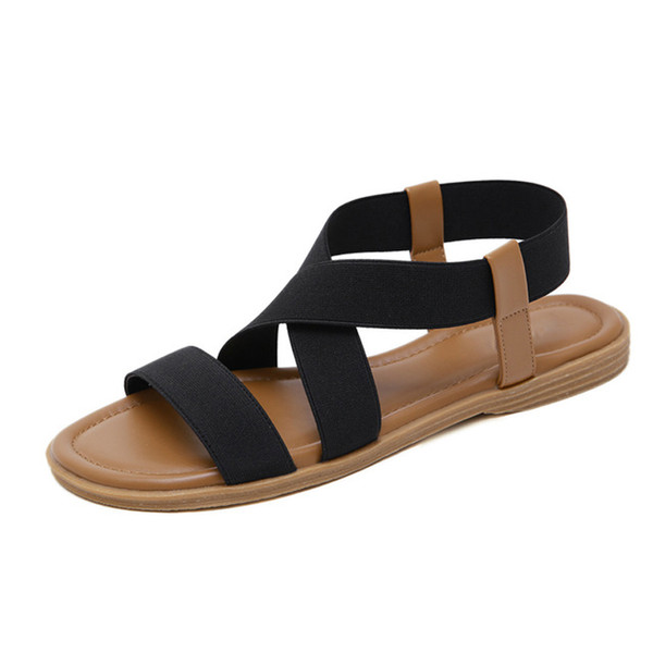 Beack sandals for women 2019 New Summer Roman style cross-strap casual flat sandals low heel anti-slip beach shoes . SMT-020