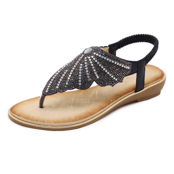 Women's sandals 2019 women sandlas summer shoes flat sandals women's shoes with rhinestones fashionable beach sandals large . SKT-013