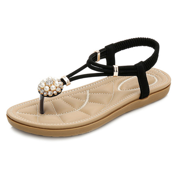 Sandalias 2019 women's shoes sandals Pu shoes with artificial leather with buckle elastic tape casual shoes with flat soles .SMT-010